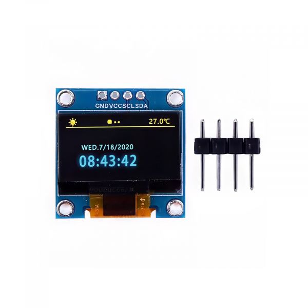 0.96" OLED Display Blau/Gelb I2C SSD1306 128x64 Pixel für Arduino & Raspberry Pi