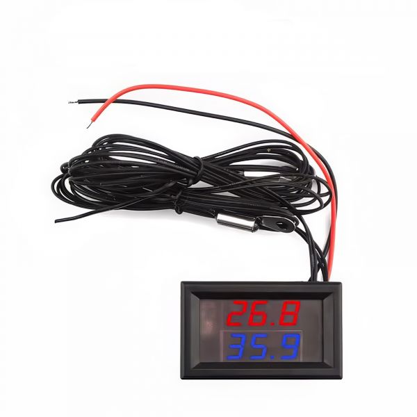 Doppel LED Anzeige mit wasserfesten Temperatursensor DC 4-28V (Rot & Blau)