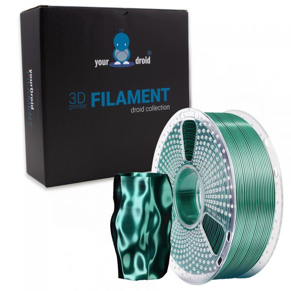 yourDroid DualColor Biosilk PLA+ Filament Schwarz/Grün 1.75mm 1kg