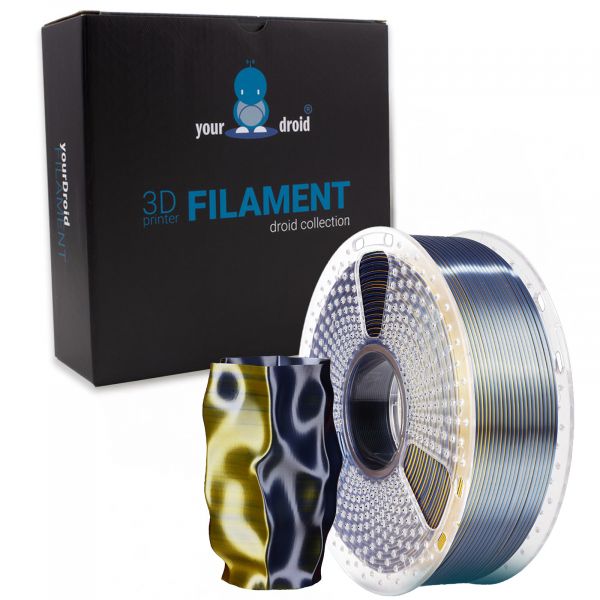 yourDroid DualColor Biosilk PLA+ Filament Schwarz/Gold 1.75mm 1kg