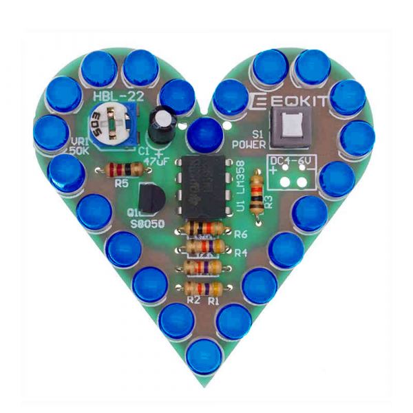 Bausatz: Pulsierendes LED Herz (blau)