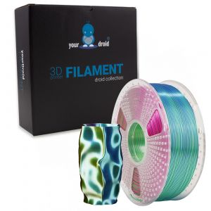 yourDroid Tri-Color Biosilk PLA+ Filament Blau/Grün/Lila 1.75mm 1kg