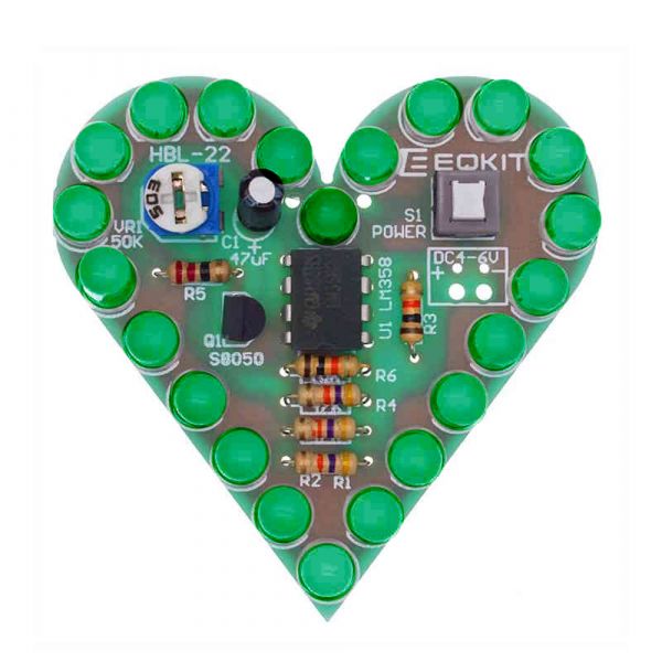 Bausatz: Pulsierendes LED Herz (grün)