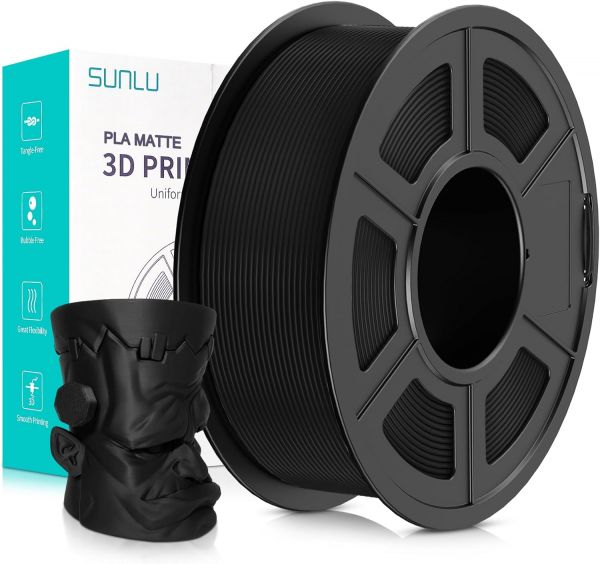 Sunlu PLA Matte Filament Black 1.75mm 1kg