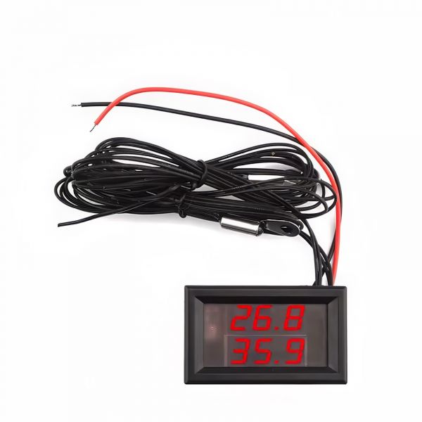 Doppel LED Anzeige mit wasserfesten Temperatursensor DC 4-28V (Rot & Rot)