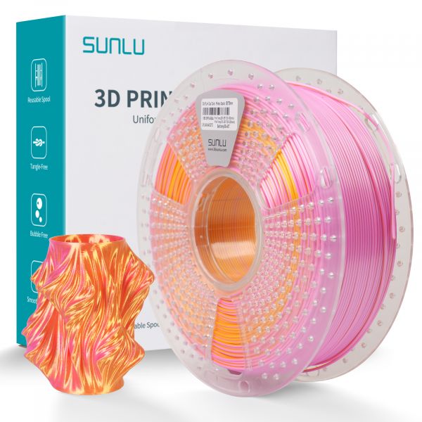 Sunlu Silk PLA+ Dual Color Filament Pink Gold 1.75mm 1kg