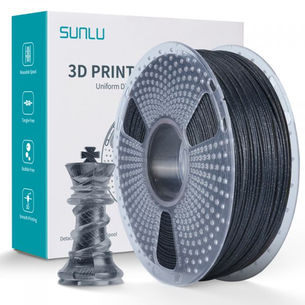 Sunlu PLA Twinkling Filament Black 1.75mm 1kg